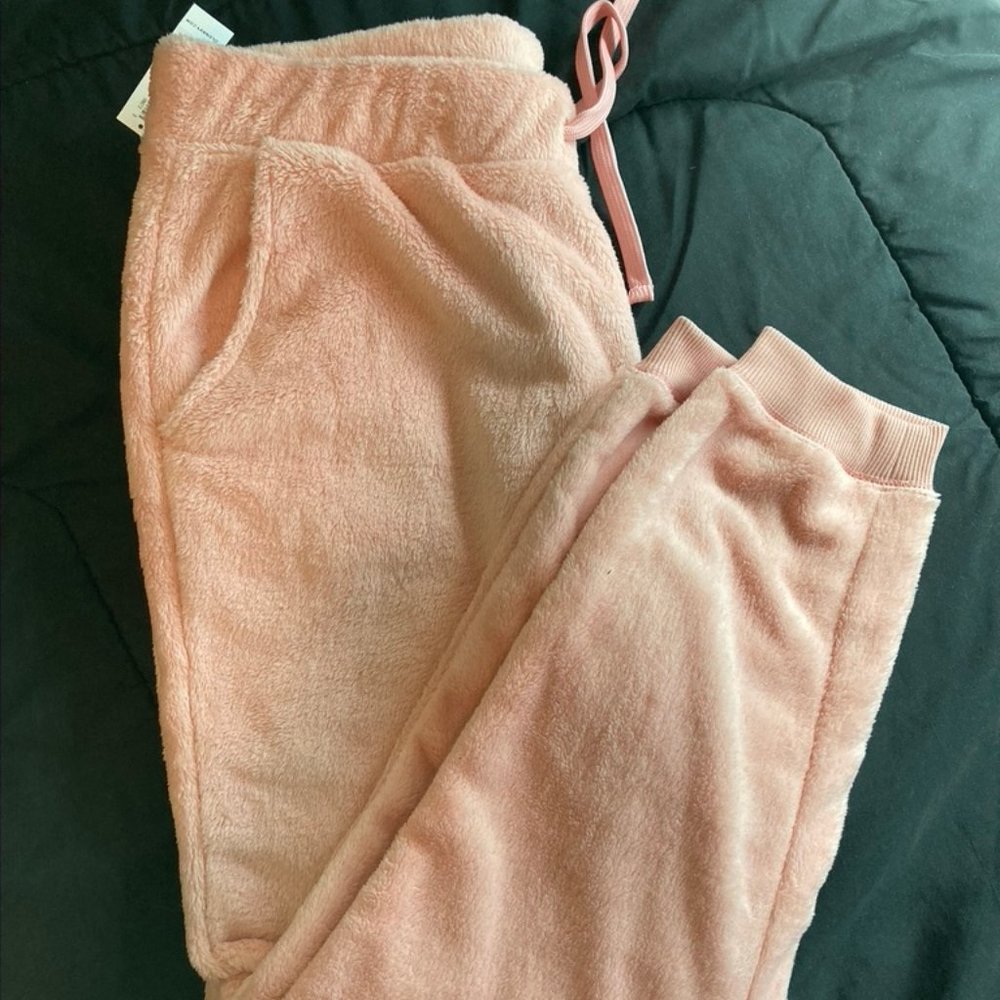 Baby Pink Plush Joggers - Size M